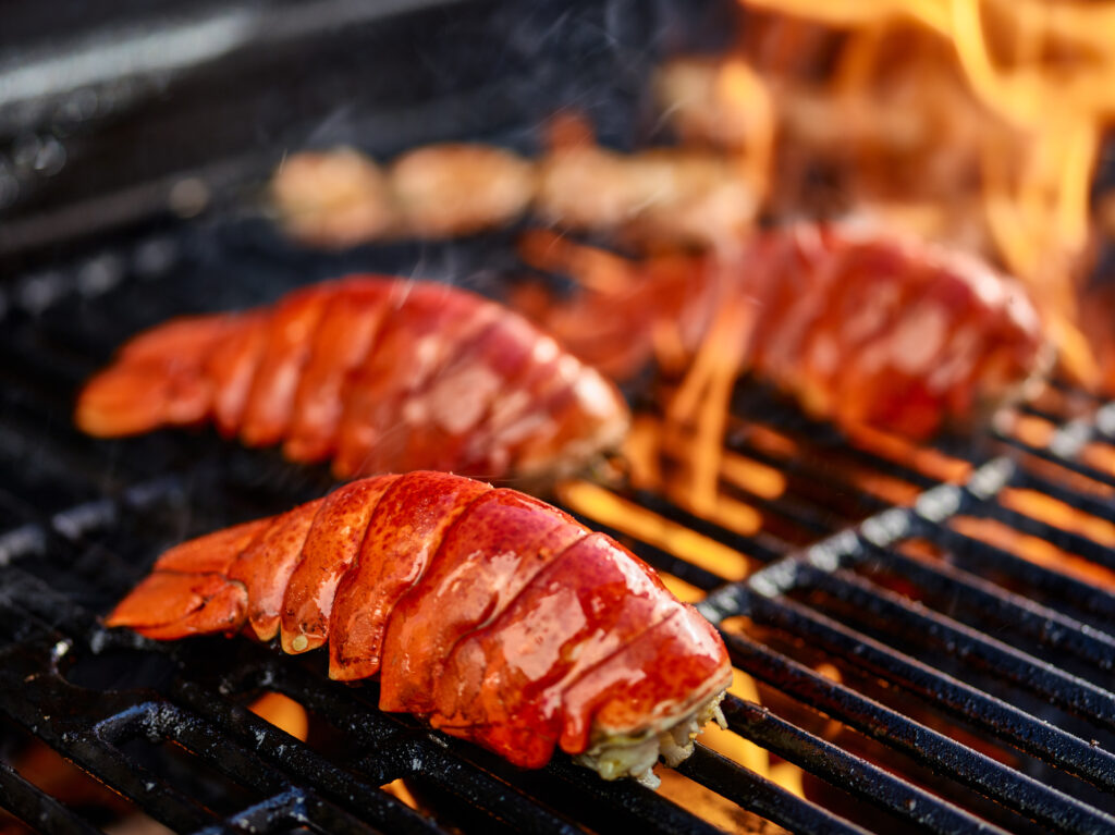 Lobster tails on the grill